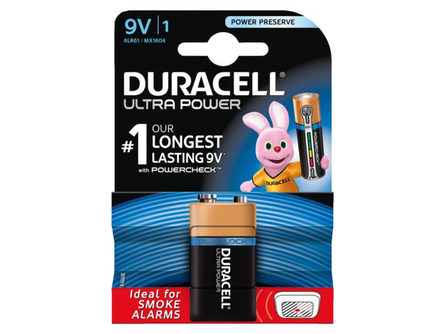 Batterij Duracell Ultra Power 9Volt MX1604