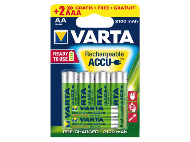 Batterij oplaadbaar Varta 4xAA 2100mAh ready2use