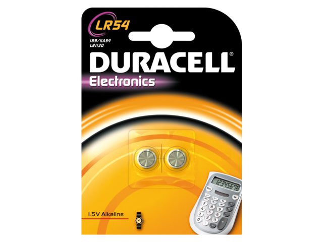 Batterij Duracell knoopcel LR54 alkaline Ã˜11,6mm 2 stuks