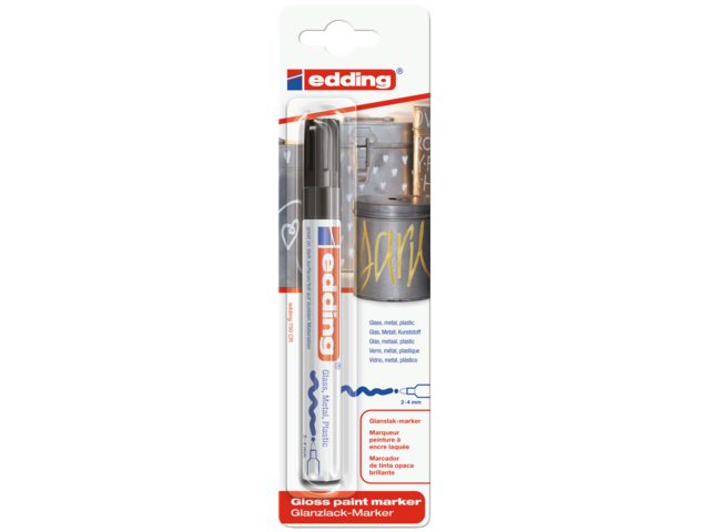 Viltstift edding 750 lakmarker zwart 2-4mm blister