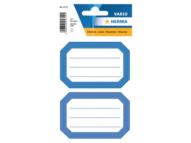 Etiket Herma 5714 82x55mm schrift blauwe rand 12stuks