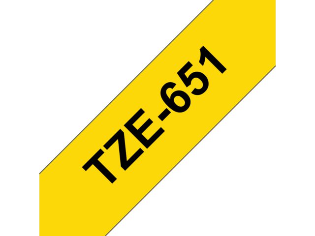 Labeltape Brother P-touch TZE651 24mm zwart op geel