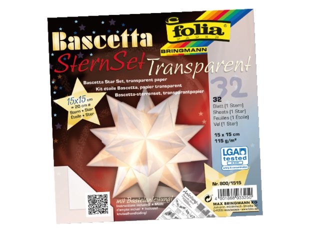 Vouwpakket Folia 3D ster 15x15cm wit