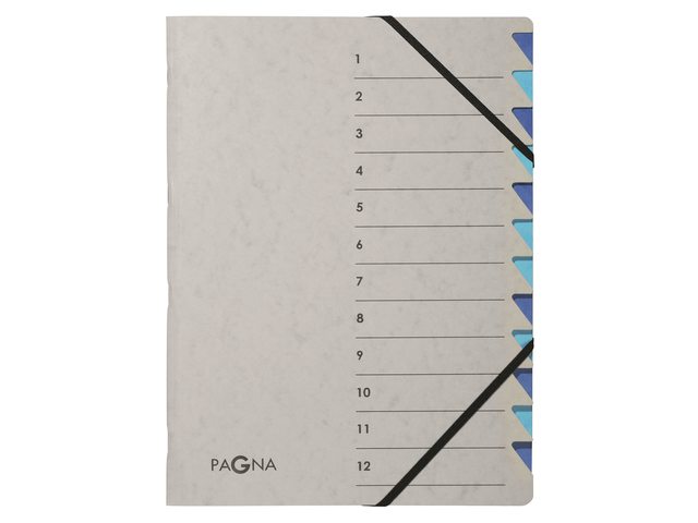 Sorteermap Pagna Easy 12 tabs A4 PP grijs/blauw