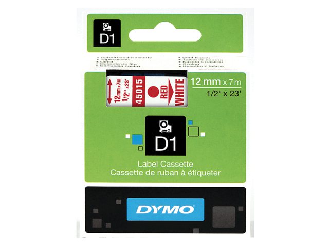 Labeltape Dymo 45015 D1 720550 12mmx7m rood op wit