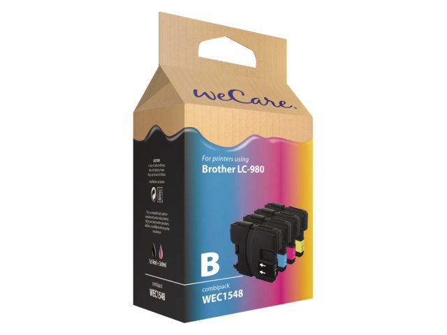 Inkcartridge Wecare Brother LC-980 zwart + 3 kleuren