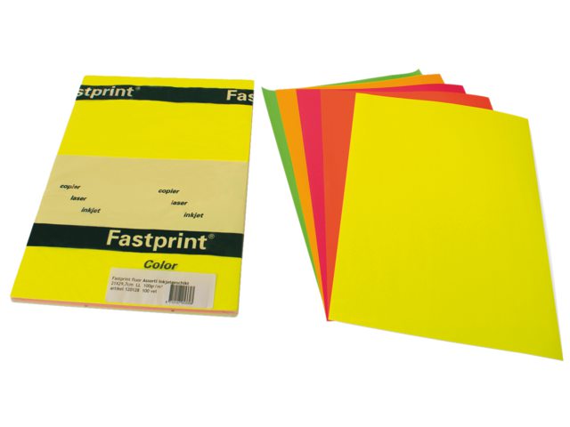 Kopieerpapier Fastprint A4 80gr fluo assorti 100vel