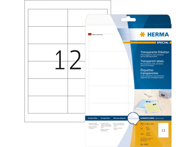 Etiket Herma 4682 96.5x42.3Mm transparant 300stuks