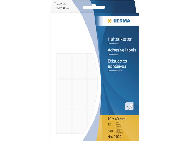 Etiket Herma 2400 19x40mm wit 640stuks