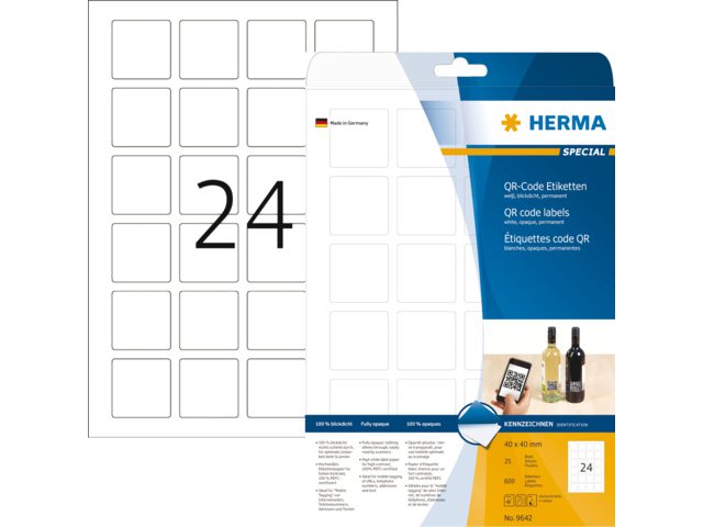 Etiket Herma 9642 40x40mm QR-code wit 600stuks