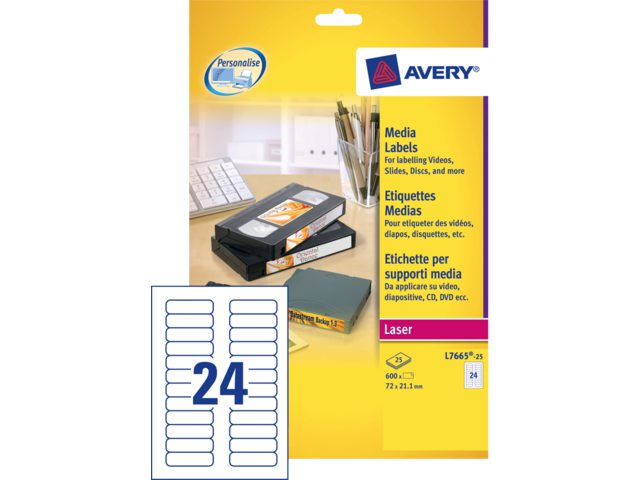 Etiket Avery L7665-25 72x21.2mm voor datatape