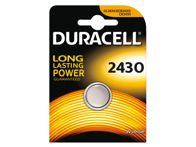 Batterij Duracell knoopcel CR2430 lithium Ã˜24mm 3V-280mAh