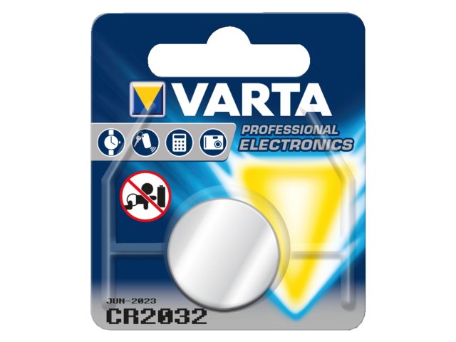 Batterij Varta knoopcel CR2032 lithium blister Ã  1stuk