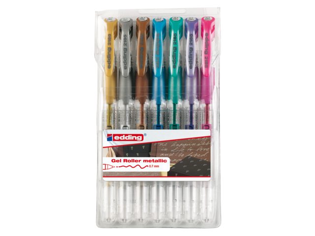 Gelschrijver edding 2185 assorti etui Ã  7 kleuren metallic