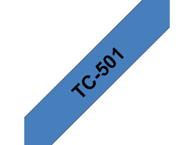 Labeltape Brother P-touch TC501 12mm zwart op blauw