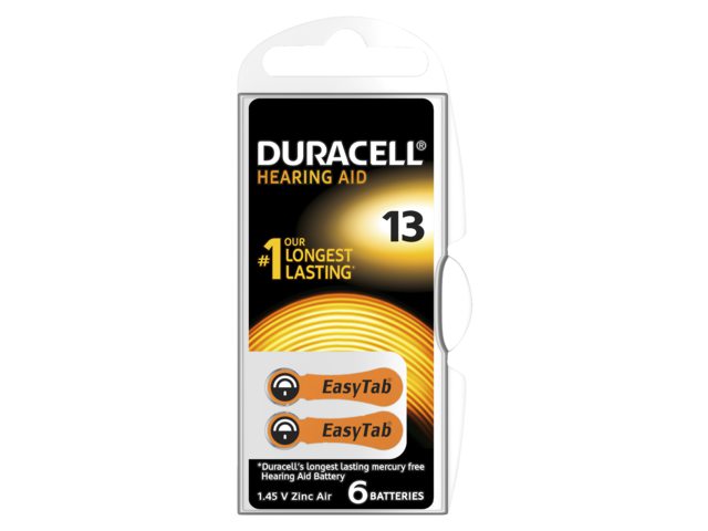 Batterij Duracell Hearing DA13 Ã˜7,9mm 310mAh 6 stuks