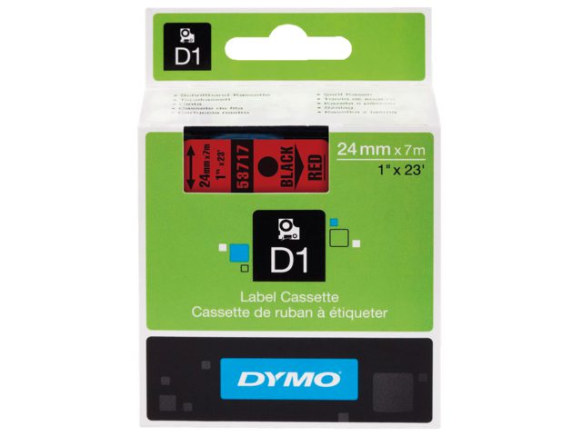 Labeltape Dymo 53717 D1 720970 24mmx7m zwart op rood