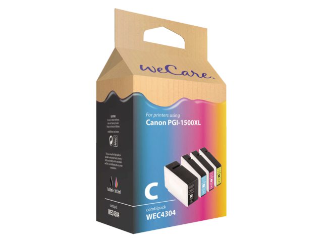 Inkcartridge Wecare Canon PGI-1500XL HC zwart + 3 kleuren