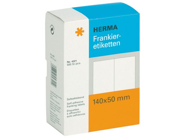 Frankeeretiket Herma 4321 140x50mm 500stuks dubbel