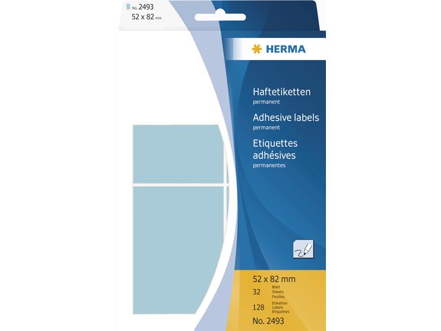 Etiket Herma 2493 52x82mm blauw 128stuks