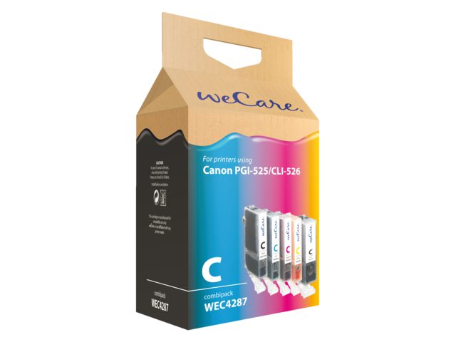 Inkcartridge Wecare Canon CLI-526 PGI-525 zwart + 3 kleuren