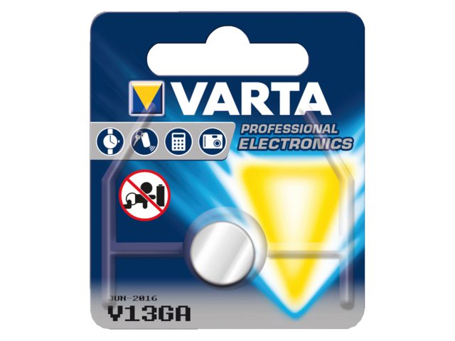 Batterij Varta knoopcel V13GA lithium blister Ã  1stuk