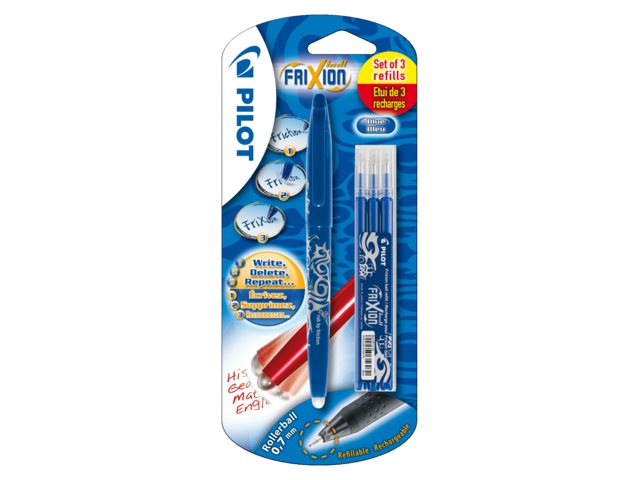 Rollerpen PILOT Frixion BL-FR7 0.4mm + 3 vullingen blauw