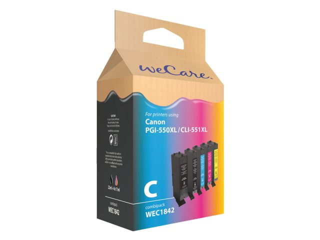 Inkcartridge Wecare Canon PGI-550XL CLI-551XL zwart + kleur