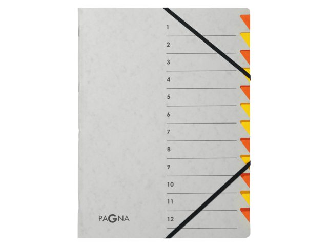 Sorteermap Pagna Easy 12 tabs A4 PP grijs/oranje