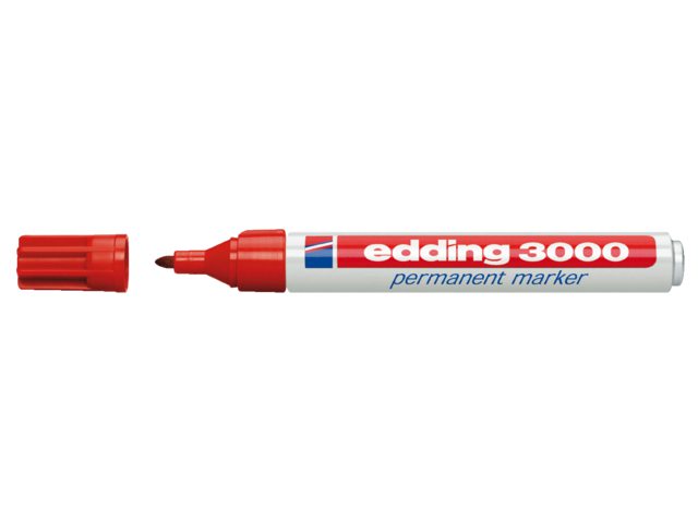 Viltstift edding 3000 rond rood 1.5-3mm blister à 4st