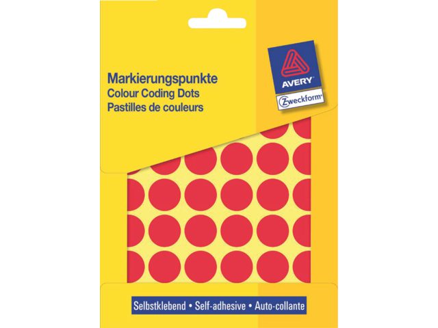 Etiket Avery Zweckform 3374 rond 18mm rood 1056stuks