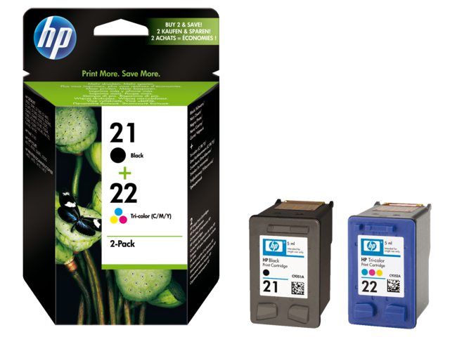 Inkcartridge HP SD367AE 21 + 22 zwart + kleur