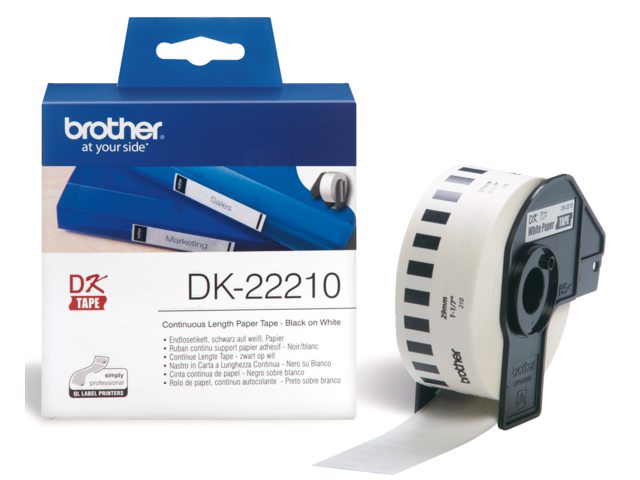 Etiket Brother DK-22210 29mm thermisch 30-meter wit papier