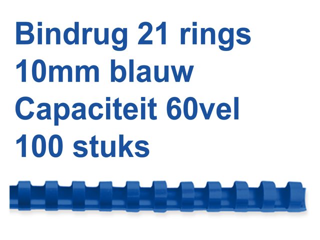 Bindrug Fellowes 10mm 21rings A4 blauw 100stuks