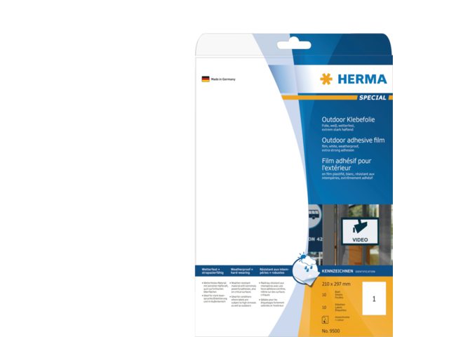 Etiket Herma 9501 210x297mm A4 polyester wit 50stuks