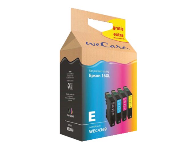 Inkcartridge Wecare Epson T163450 zwart + 3 kleuren HC