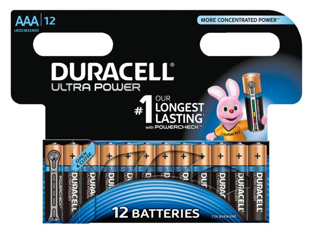 Batterij Duracell Ultra Power 12xAAA alkaline