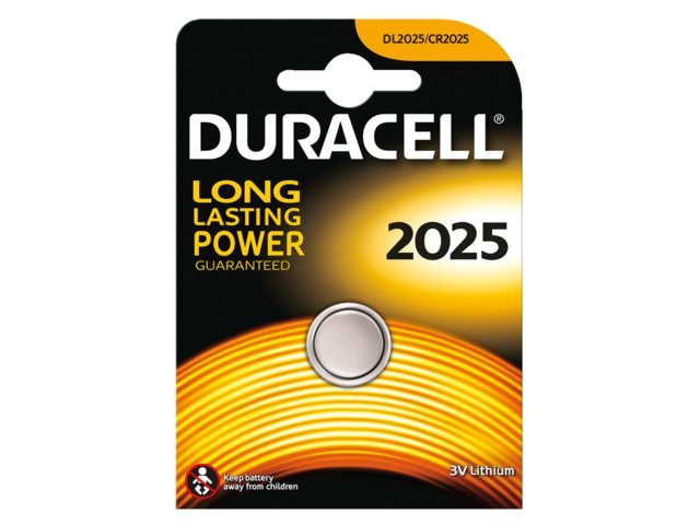 Batterij Duracell knoopcel CR2025 lithium Ã˜20mm 3V-170mAh
