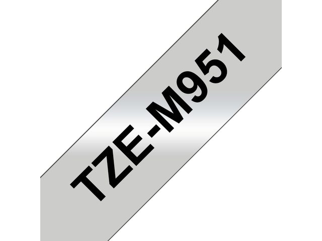 Labeltape Brother P-touch TZEM951 24mm zwart op zilver