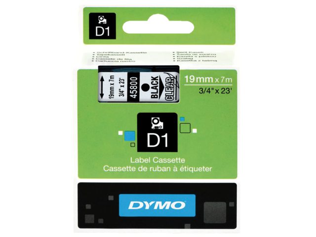 Labeltape Dymo 45800 D1 720820 19mmx7m zwart op transparant