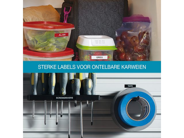 Labeltape Dymo Durable 1978366 12mmx3m wit op rood