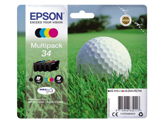 Inkcartridge Epson 34 T3466 zwart + 3 kleuren