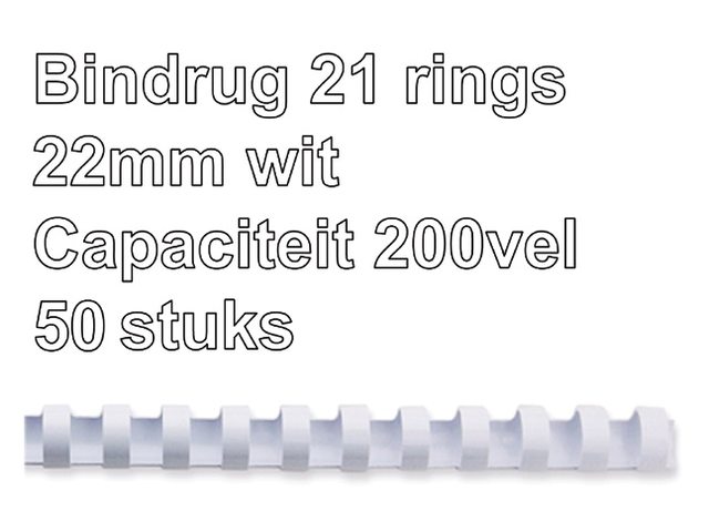 Bindrug Fellowes 22mm 21rings A4 wit 50stuks