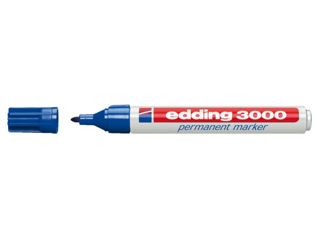 Viltstift edding 3000 rond blauw 1.5-3mm blister à 4st