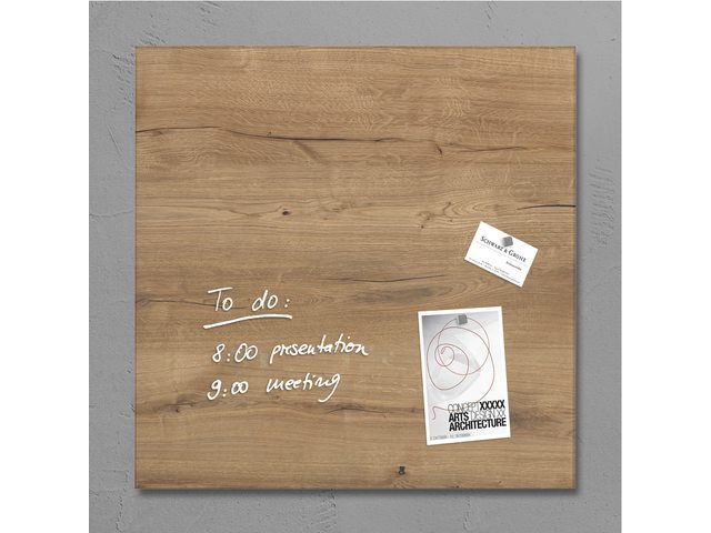 Glasbord Sigel magnetisch 480x480x15mm natural wood