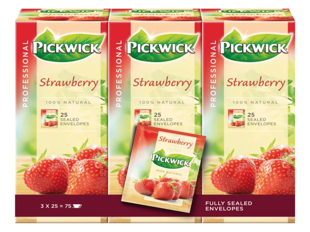 Thee Pickwick aardbeien 25 zakjes van 1.5gr