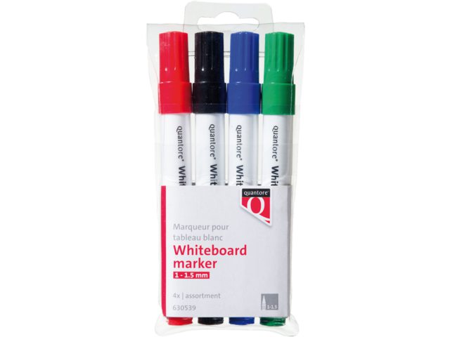 Whiteboardstift Quantore rond 1-1.5mm 4stuks assorti