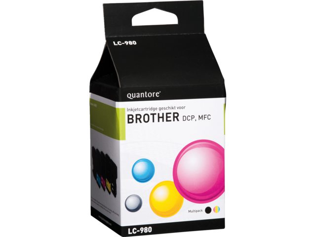 Inkcartridge Quantore Brother LC-980 zwart + 3 kleuren