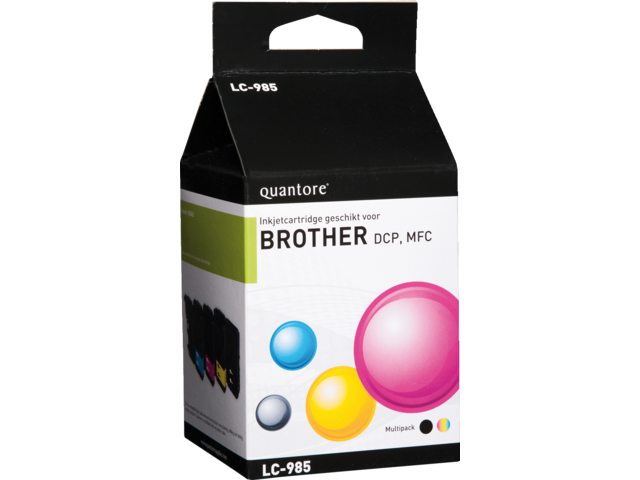 Inkcartridge Quantore Brother LC-985 zwart + 3 kleuren