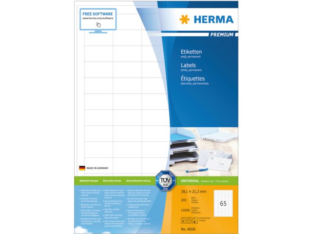 Etiket Herma 4606 38.1x21.2mm premium wit 13000stuks